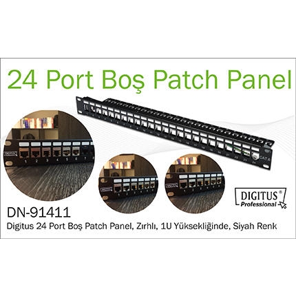 10879.jpg DIGITUS DN-91411 MODULER UTP/FTP CAT6/CAT6A 24 PORT BOŞ 1U ZIRHLI PATCH PANEL